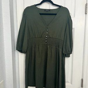 Casual Mini Dress - XL - Dark Green